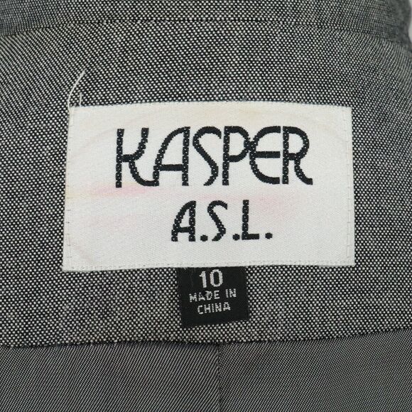 Kasper ASL Jacket Womens 10 Gray Shimmer Fitted Blazer Lined Office Career - Picture 3 of 14
